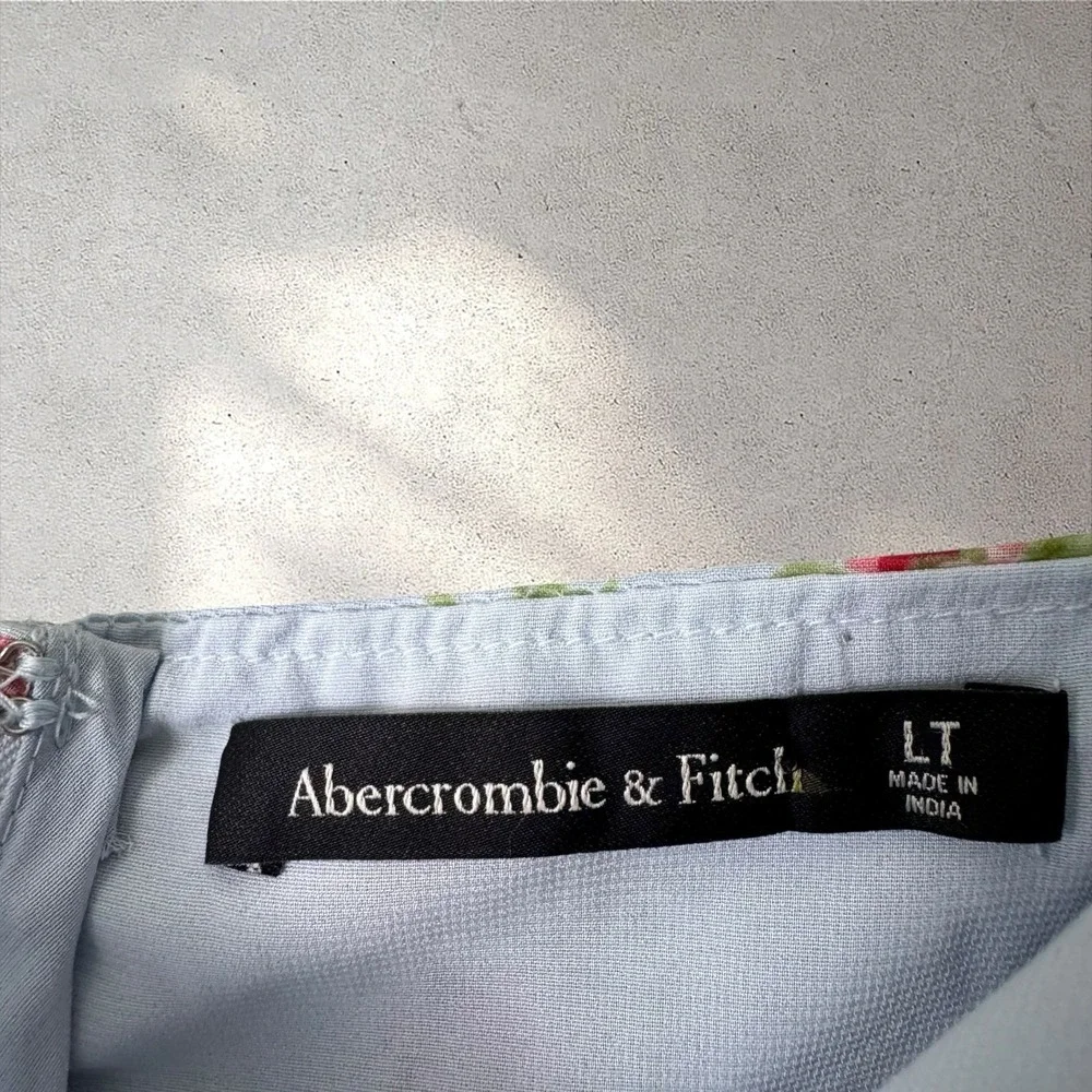 Abercrombie & Fitch Ruffle Strap Asymmetric Hem Maxi Dress Blue Floral Womens LT
